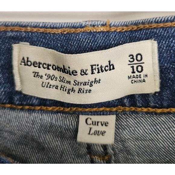 Abercrombie & Fitch Curve Love 90 Slim Straight Ultra High Rise Jeans Size 30/10 - Picture 7 of 8
